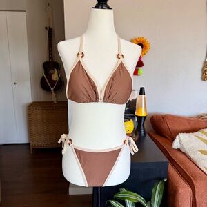 Classic Two-Piece Brown & Cream Women’s Bikini